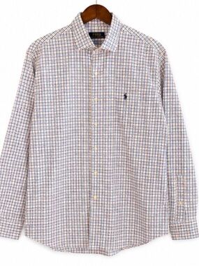 Polo Ralph Lauren Men’s Large Button Down Shirt Blue White